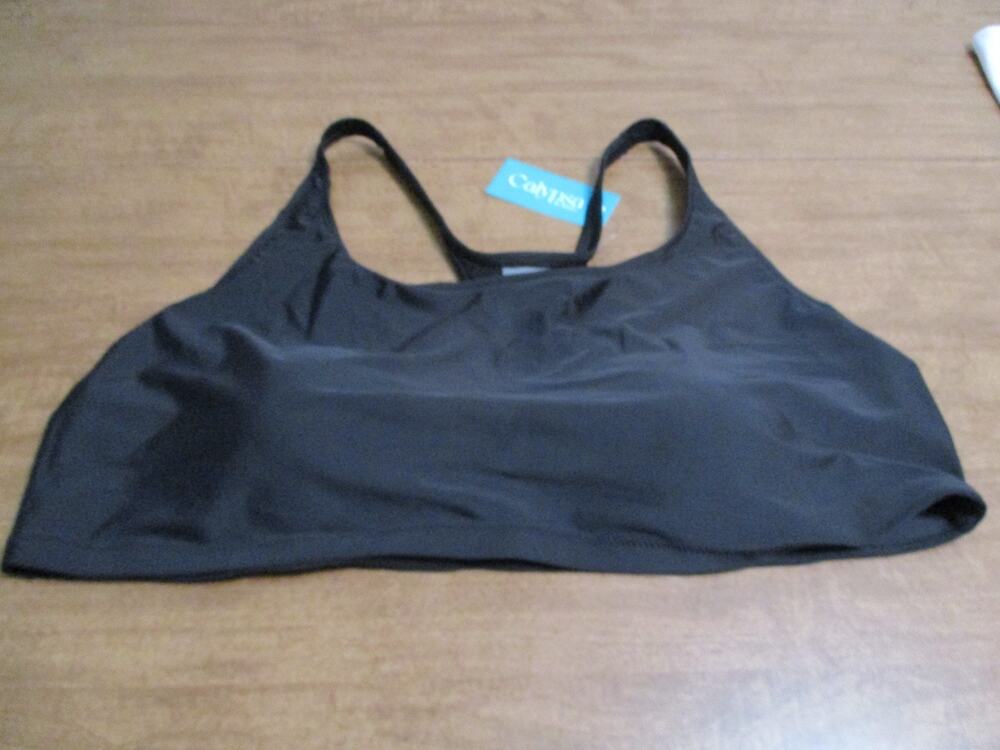 CALYPSA BY MODLI WOMENS RACERBACK SWIM BRA BLACK SIZE 3X